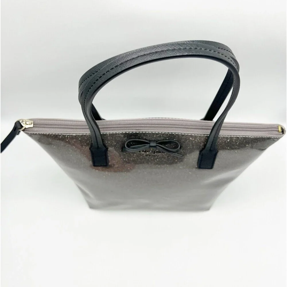 Kate Spade New York Mavis Street Jeralyn Silver Gray Glitter Tote Bag Purse READ
